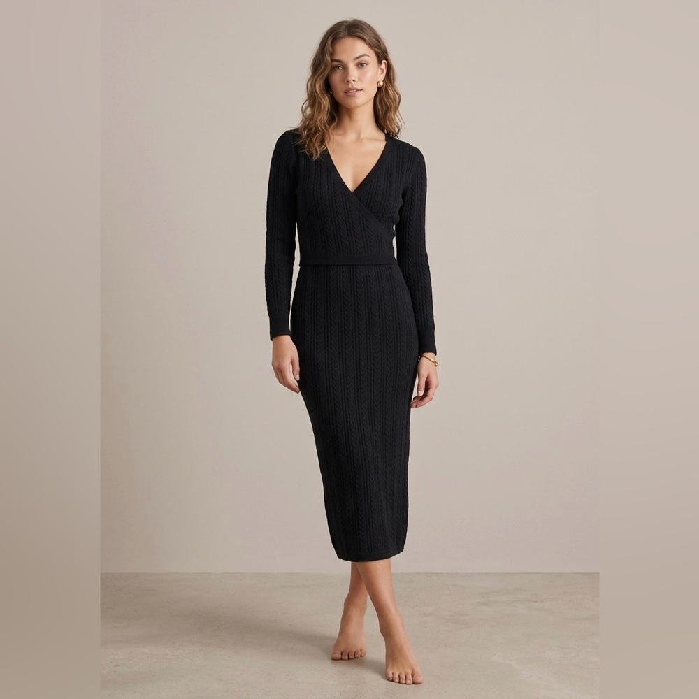 Charles Henry Black Long Sleeve Dress